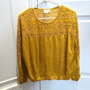 Sezane mustard yellow linen top size small